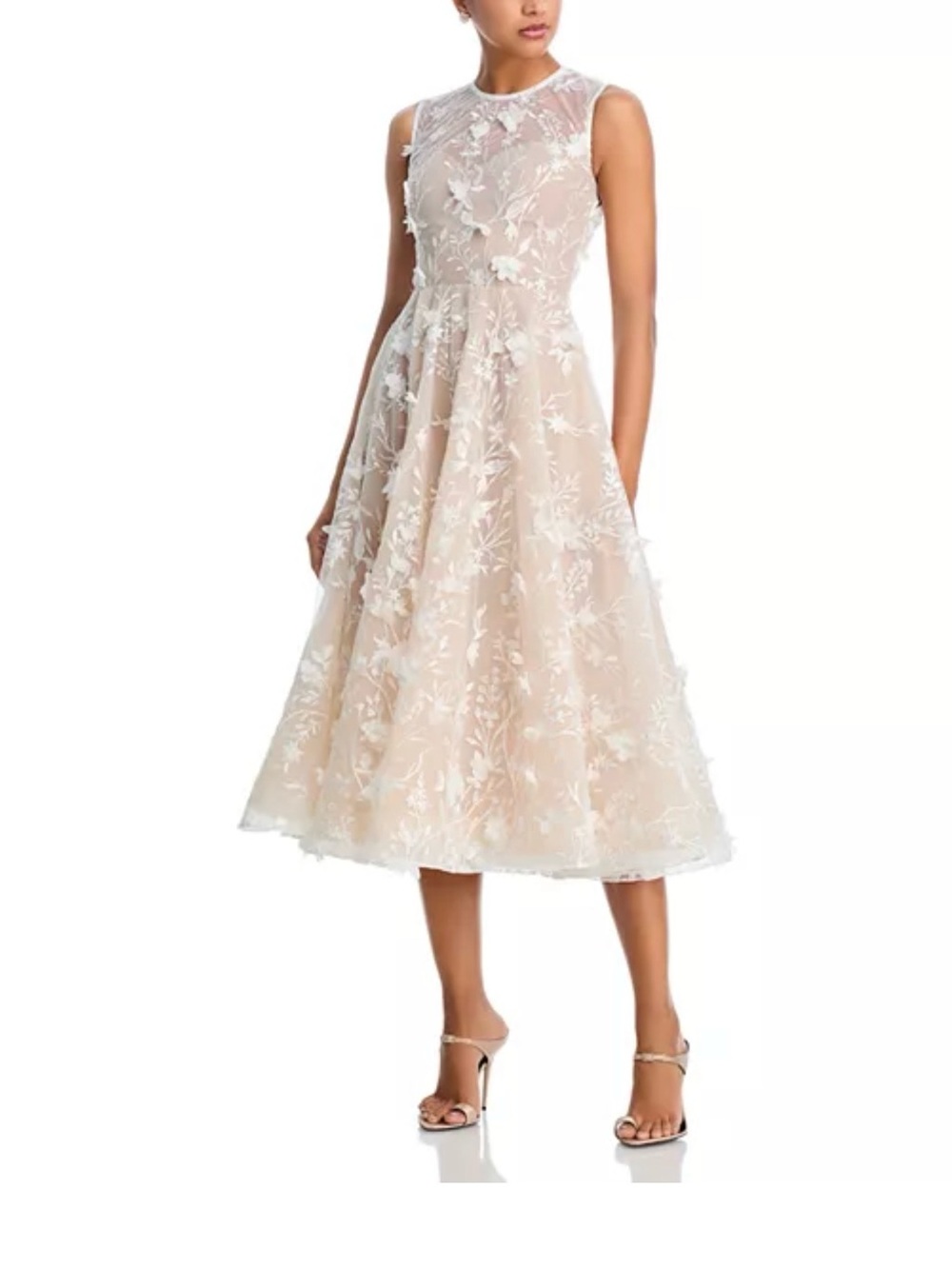 Bronx and Banco Blush Floral Embroidered Midi Dress